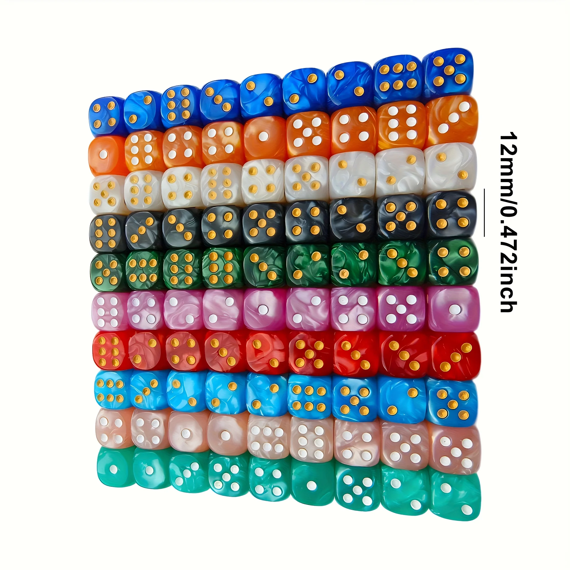 10Pcs 12mm Pearl Swirl D6 Dice - Tablet Gaming Accessories ulasan dan harga