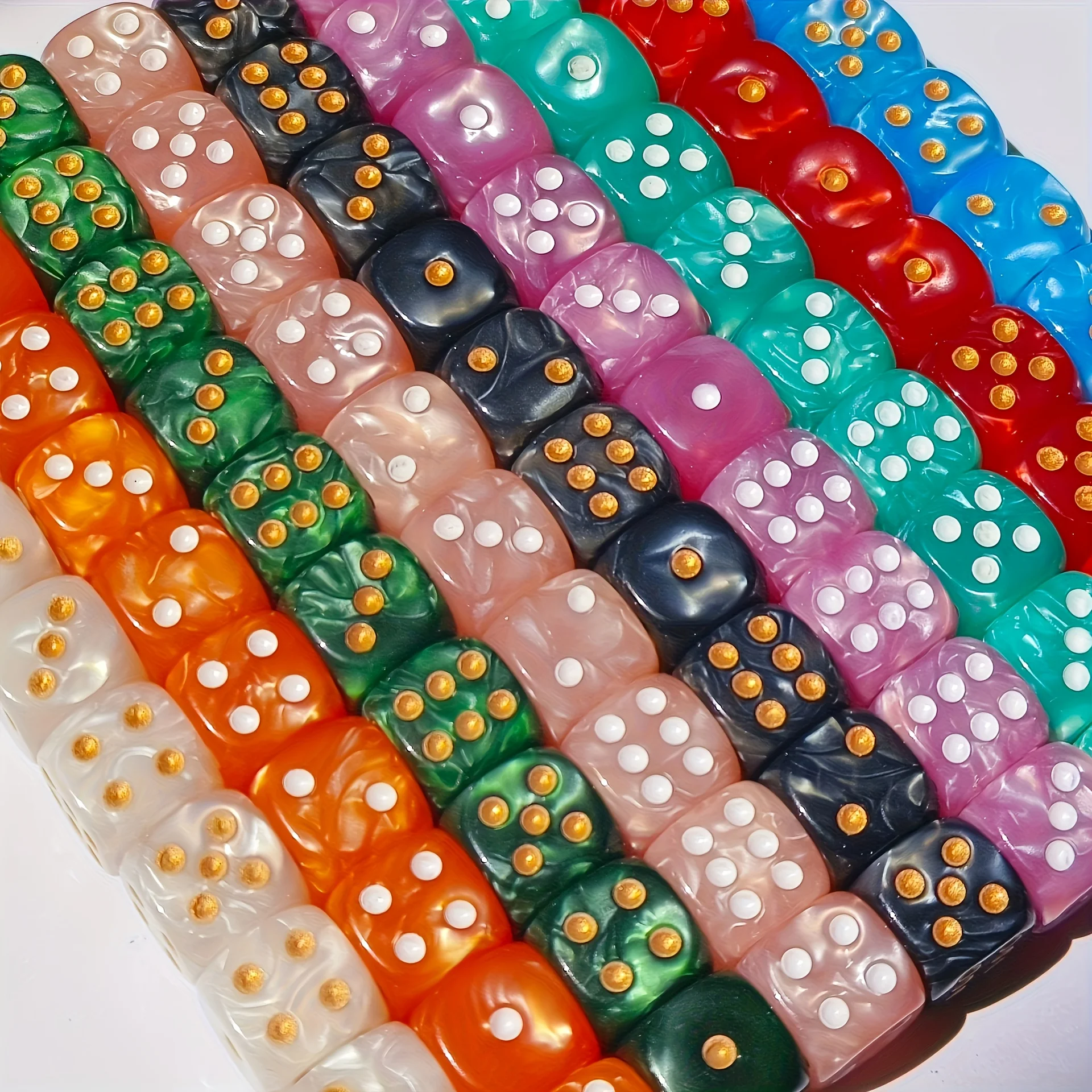 10Pcs 12mm Pearl Swirl D6 Dice - Tablet Gaming Accessories ulasan dan harga