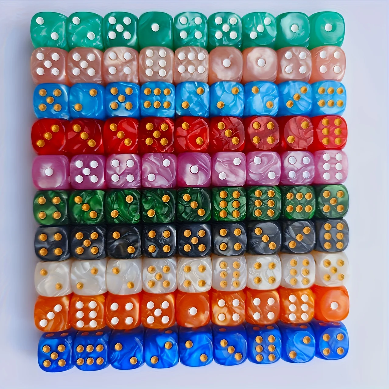10Pcs 12mm Pearl Swirl D6 Dice - Tablet Gaming Accessories ulasan dan harga