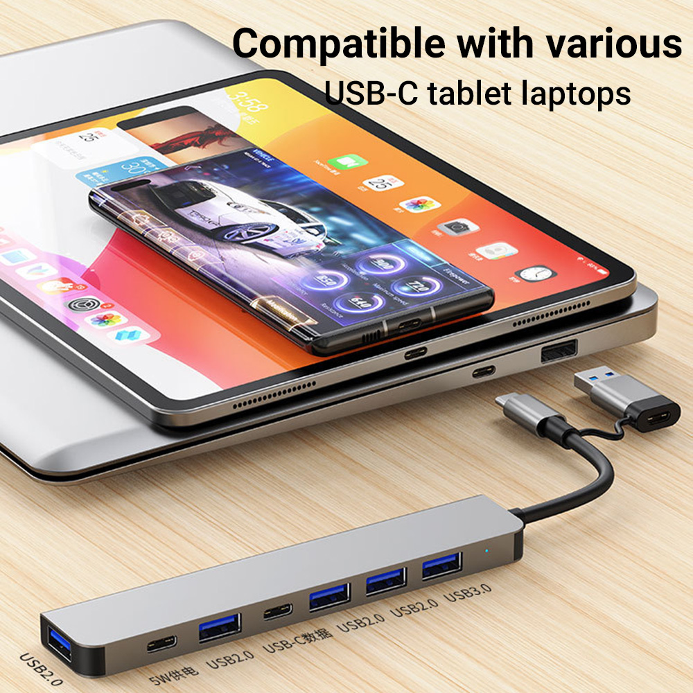 7-in-1 Dual-Head USB-C&USB Doc - Tablet Reading Accessories ulasan dan harga